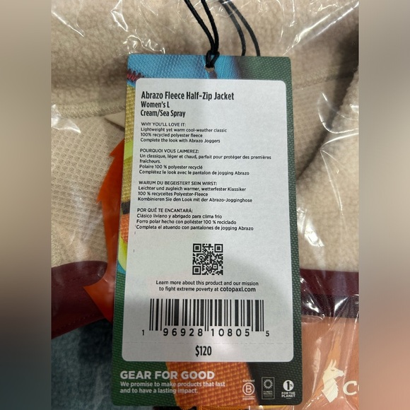 Cotopaxi Women's Large Abrazo Fleece Half-Zip Jacket  Cream Blue NWT Jacket - Picture 6 of 14